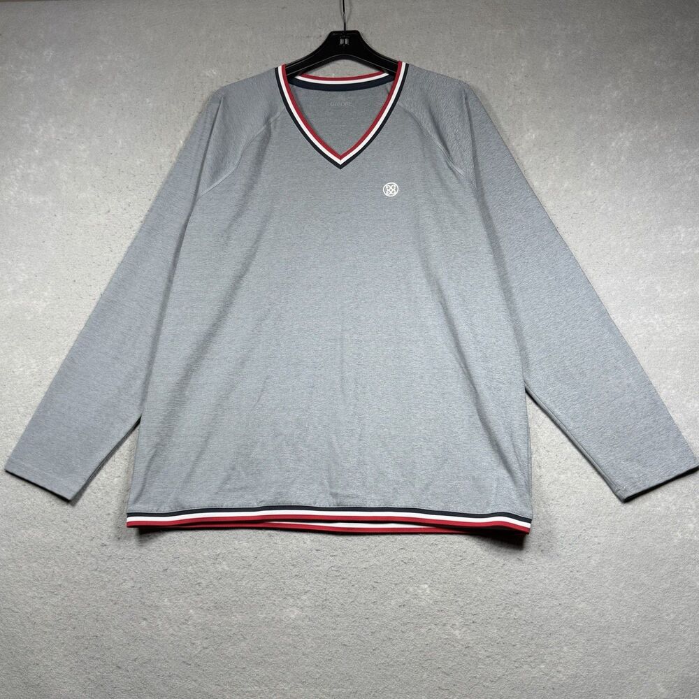 G/Fore Pullover Sweater V-Neck Men’s XL MeLight Gray Stretch Raglan Sleeve